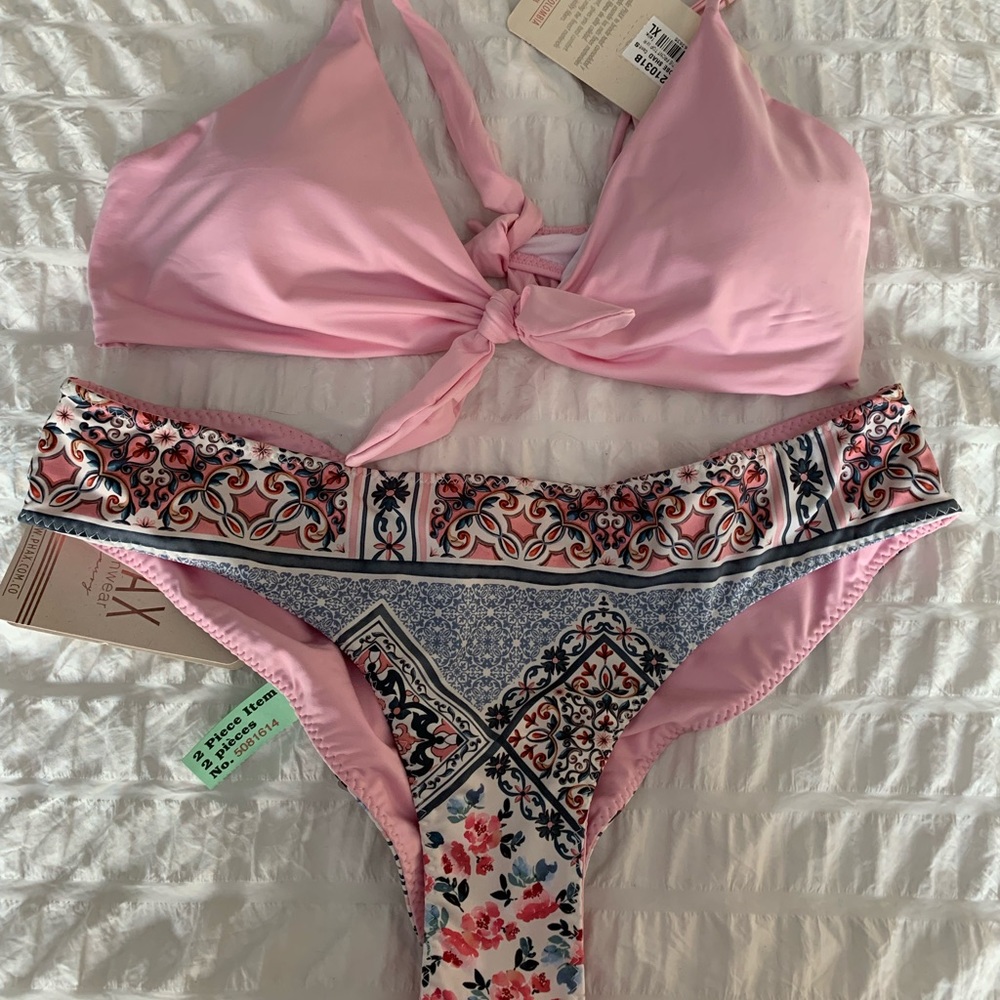 Phax pink 2 piece bottom reversible bikini size XL new with tags